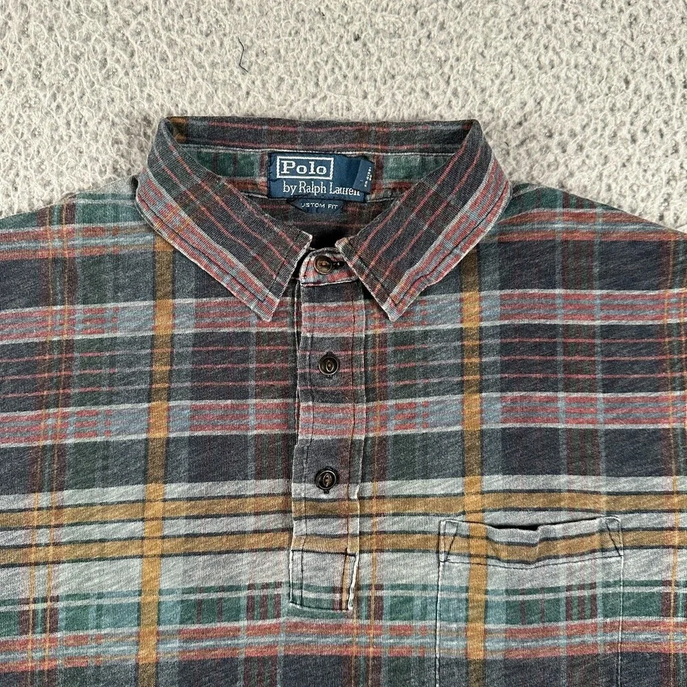 Polo Ralph Lauren‎ Shirt Medium Plaid RLPC NEW YORK Logo Polo Custom FIt